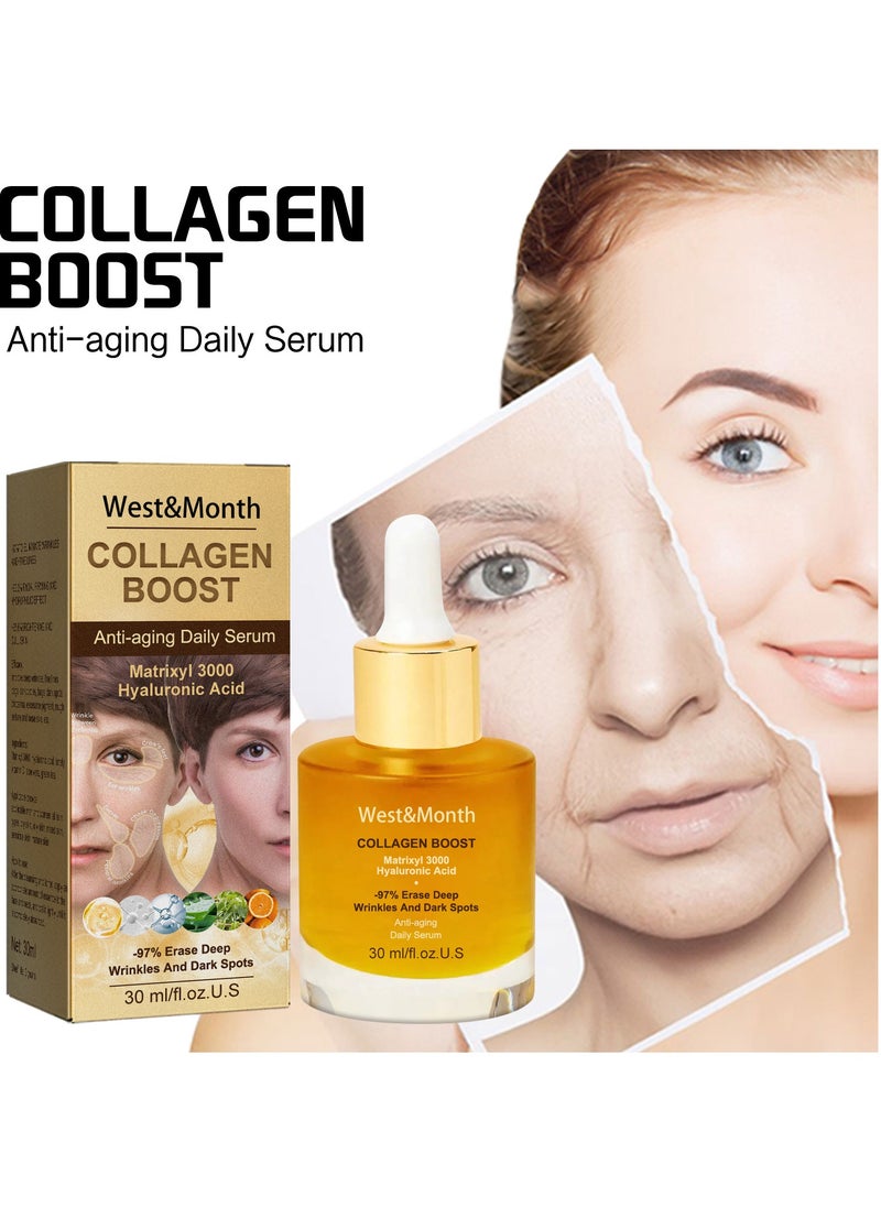 West&Month - Instant Anti-aging Face Serum, 30ml Dark Spot Corrector Serum, Collagen Anti-wrinkle Serum, Face Moisturizer For Skin Tightening, Brightening and Hydrating, Dark Spots, Repairs Skin Barrier - Image 1