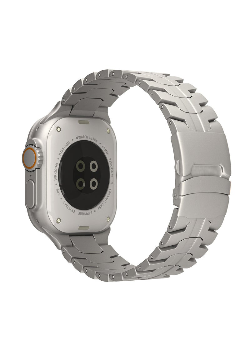 Beauenty Titanium Band for Apple Watch 49mm 46mm 45mm 44mm 42mm, Men and Women Luxury Titanium Metal Replacement Strap for Apple iWatch Ultra 2 Series 10 9 8 7 SE 6 5 4 3 2 1, Titanium Color - Image 1