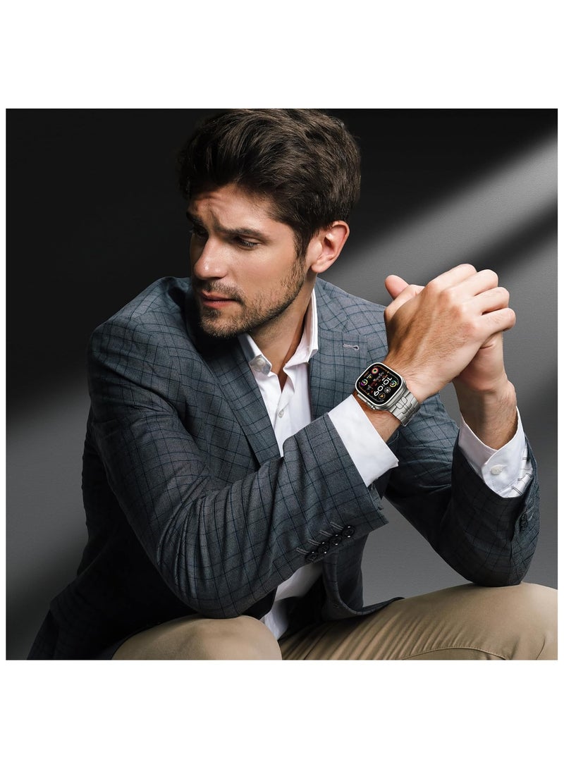 Beauenty Titanium Band for Apple Watch 49mm 46mm 45mm 44mm 42mm, Men and Women Luxury Titanium Metal Replacement Strap for Apple iWatch Ultra 2 Series 10 9 8 7 SE 6 5 4 3 2 1, Titanium Color - Image 4