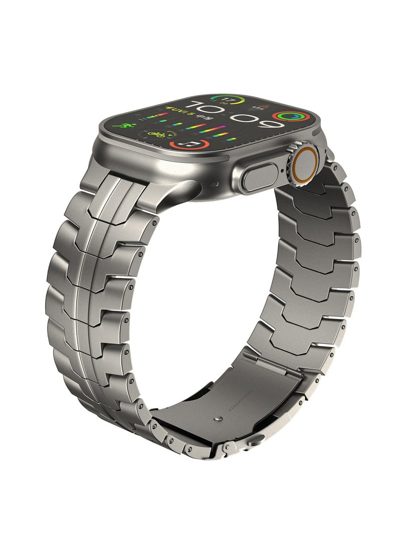 Beauenty Titanium Band for Apple Watch 49mm 46mm 45mm 44mm 42mm, Men and Women Luxury Titanium Metal Replacement Strap for Apple iWatch Ultra 2 Series 10 9 8 7 SE 6 5 4 3 2 1, Titanium Color - Image 2