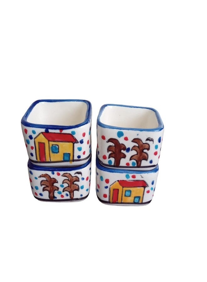 Calcine Chatni Bowl Serving Bowl Sauce Dipping Bowl Set for Kitchen & Dinning Table Decor Set of 4 (Square) - Image 3