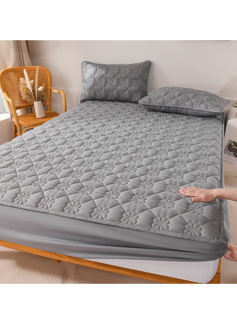 واقي مرتبة مقاوم للماء بنسبة 100%، غطاء مرتبة مبطن مسامي، واقي مرتبة مسامي، غطاء مرتبة ناعم مسامي، واقي مرتبة مقاوم للغبار (رمادي - 180 سم * 220 سم) - Image 3