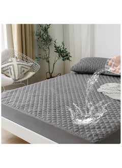Generic 100% Waterproof Mattress Pad Protector,Breathable Quilted Mattress Cover,Breathable Mattress Protector,Soft Breathable Mattress Pad Cover,Dust Proof Mattress Protector (Grey-180cm*220cm)  - Image 1