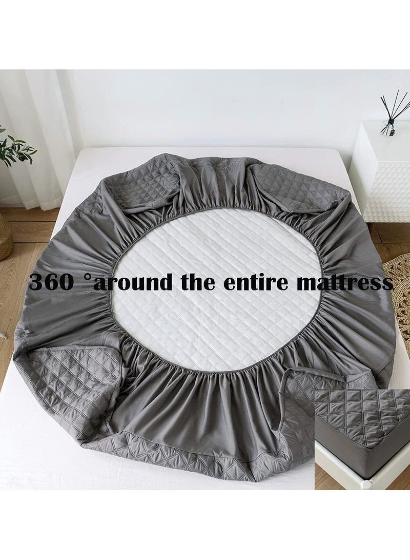 واقي مرتبة مقاوم للماء بنسبة 100%، غطاء مرتبة مبطن مسامي، واقي مرتبة مسامي، غطاء مرتبة ناعم مسامي، واقي مرتبة مقاوم للغبار (رمادي - 180 سم * 220 سم) - Image 4