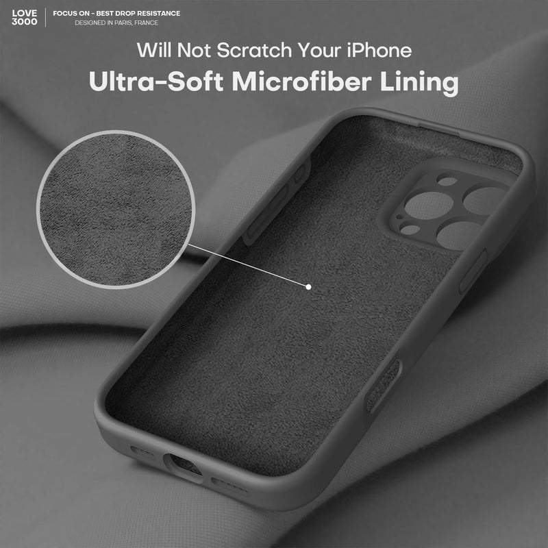 LOVE 3000 Designed for iPhone 16 Pro Case, Premium Silicone with [Soft Anti-Scratch Microfiber Lining] Shockproof Protective Phone Case for Men Women Girls 6.3", Black - Image 5