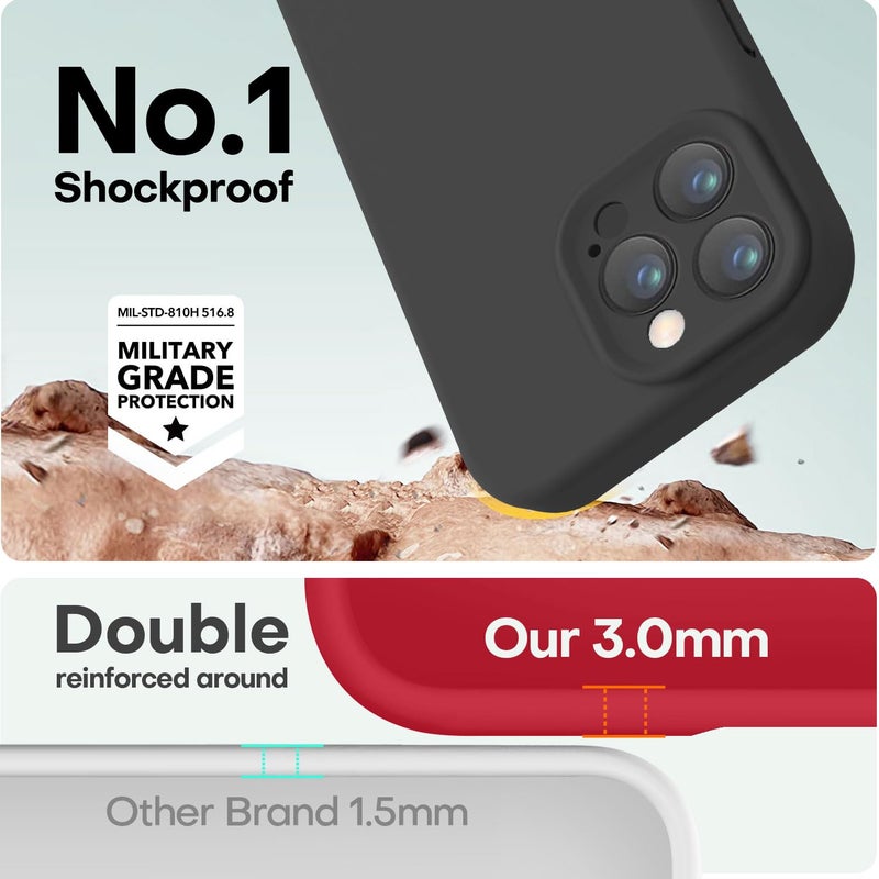 LOVE 3000 Designed for iPhone 16 Pro Case, Premium Silicone with [Soft Anti-Scratch Microfiber Lining] Shockproof Protective Phone Case for Men Women Girls 6.3", Black - Image 4