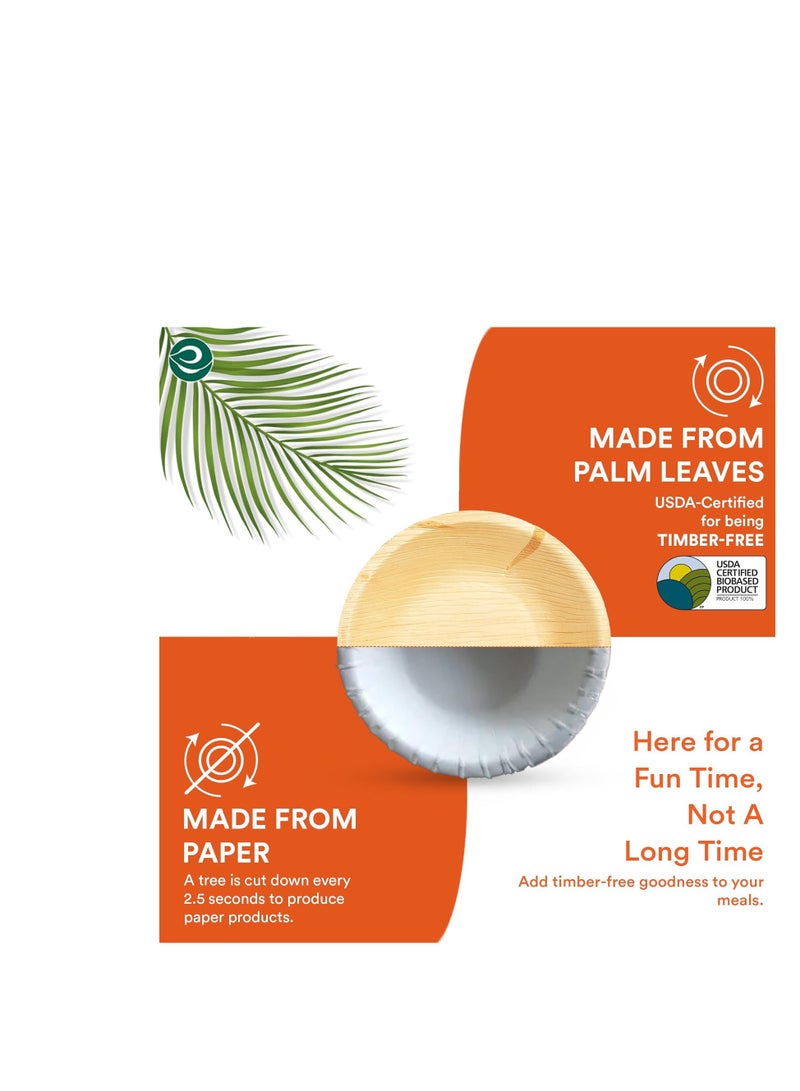 ECO SOUL 50 Piece Palm Leaf Bowls - Round 6" -  Disposable Palm Leaf Bowls, Like Bamboo Bowls, Eco-Friendly, 100% Compostable, Biodegradable,  | Sturdy, Microwave & Oven Safe - Image 5