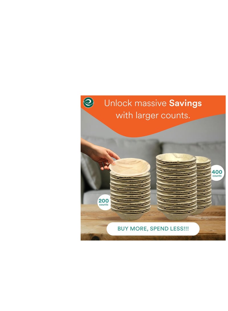ECO SOUL 50 Piece Palm Leaf Bowls - Round 6" -  Disposable Palm Leaf Bowls, Like Bamboo Bowls, Eco-Friendly, 100% Compostable, Biodegradable,  | Sturdy, Microwave & Oven Safe - Image 3