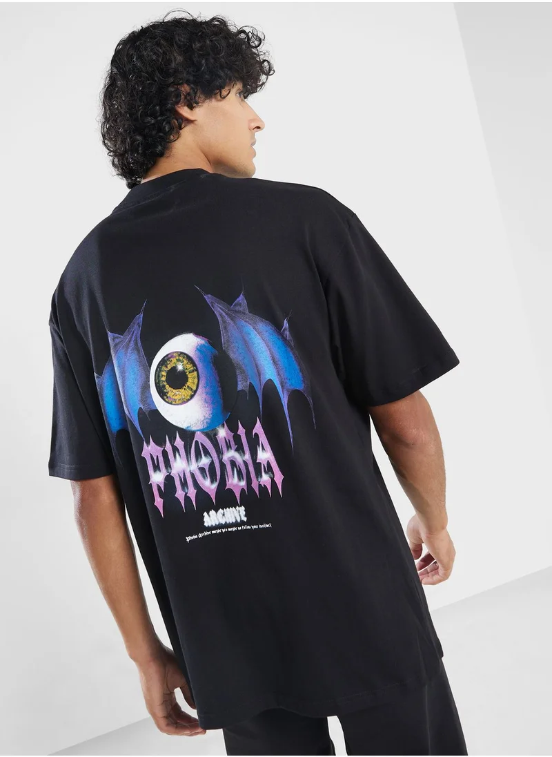 phobia Bat Eye Printed T-Shirt