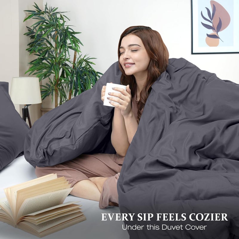 Utopia Bedding Duvet Cover King Size Set - 1 Duvet Cover with 2 Pillow Shams - 3 Pieces Comforter Cover with Zipper Closure - Ultra Soft Brushed Microfiber, 104 X 90 Inches (King, Grey) - Image 3