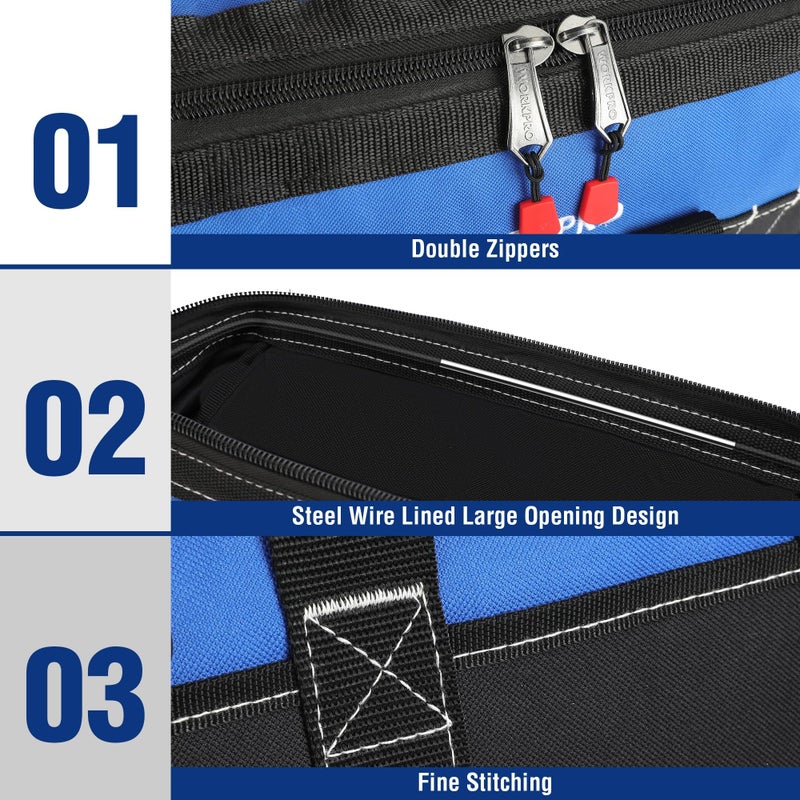 WORKPRO 16-inch Wide Mouth Tool Bag with Water Proof Molded Base - Image 3