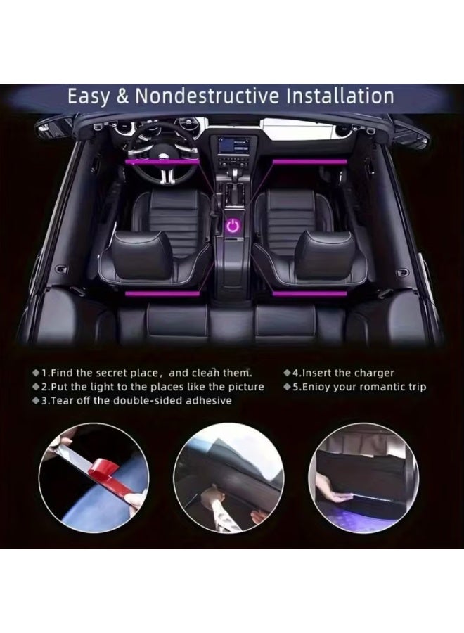 Car LED Interior Lights RGB Ambient Neon Strip Kit USB 5V Voice Control Music Sync Footwell Lighting Universal Fit Decorative Lamps for Car Bedroom Party Smart LED Light Bars Accessories - Image 5
