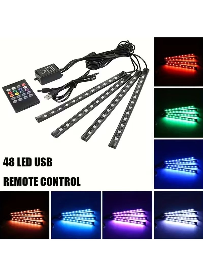 Car LED Interior Lights RGB Ambient Neon Strip Kit USB 5V Voice Control Music Sync Footwell Lighting Universal Fit Decorative Lamps for Car Bedroom Party Smart LED Light Bars Accessories - Image 3