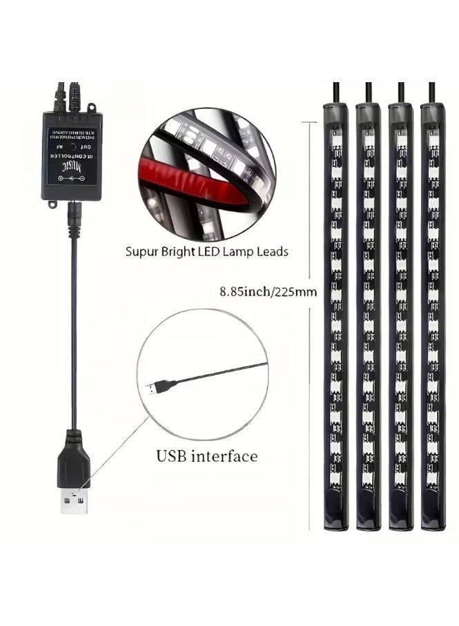 Car LED Interior Lights RGB Ambient Neon Strip Kit USB 5V Voice Control Music Sync Footwell Lighting Universal Fit Decorative Lamps for Car Bedroom Party Smart LED Light Bars Accessories - Image 2