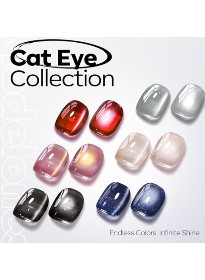 modelones Silver Cat Eye Gel Nail Polish Glitter White Cat Eye Gel Polish Clear 9D Holographic High Density Crystal Nail Polish with Magnet Soak Off U V Shimmer Polish valentine Nail 15ML - Image 3