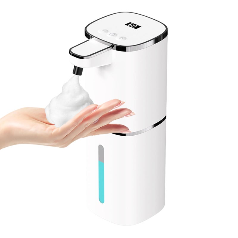 Ohifast Automatic Foaming Soap Dispenser Touchless  Usb Rechargeable Smart Hand Soap Dispenser  9-Level Adjustable  Physical Button Operation  13.5Oz/400Ml Wall Mounted For Bathroom Kitchen Dish Soap - Image 1