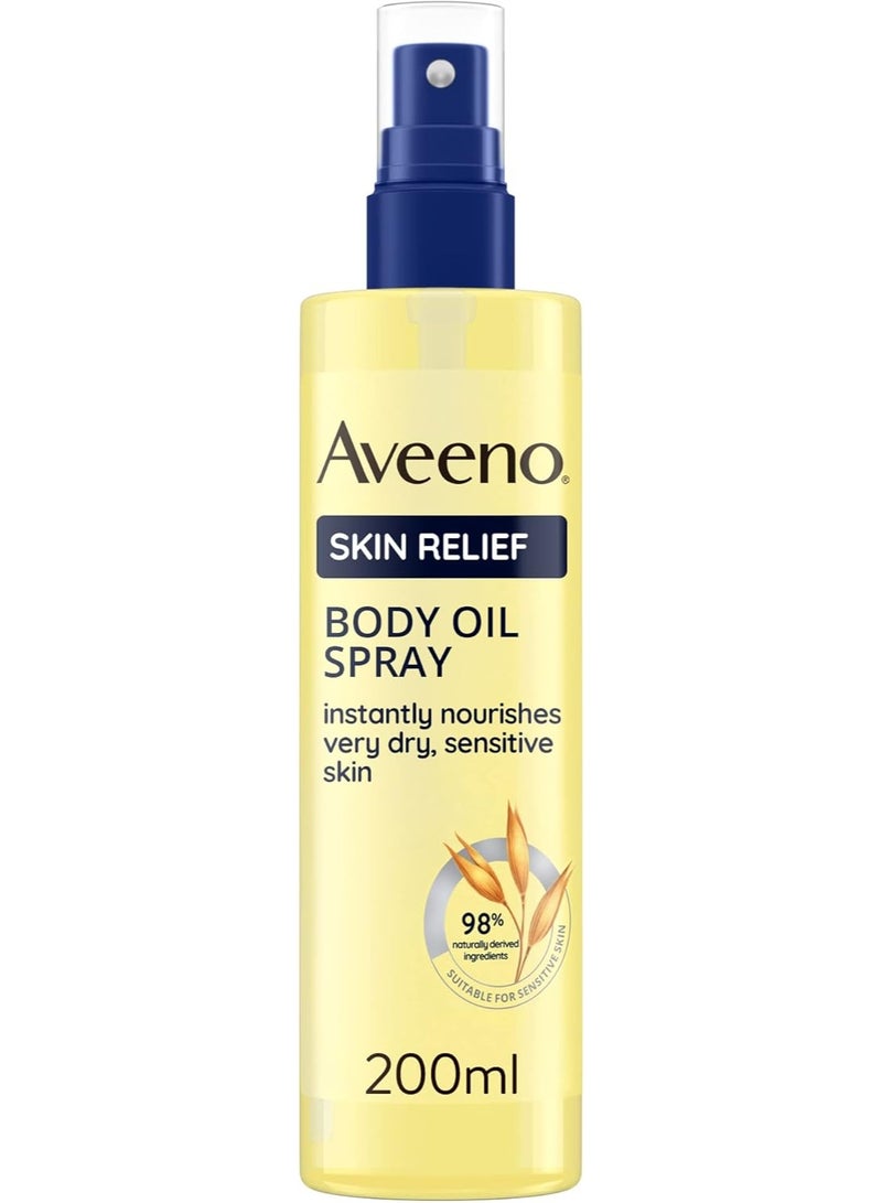 Skin Relief Body Oil Spray, With Oat Oil & Jojoba Oil, Suitable For Sensitive Skin, Instantly Nourishes Very Dry, Sensitive Skin, Suitable for a Massage, 200ml