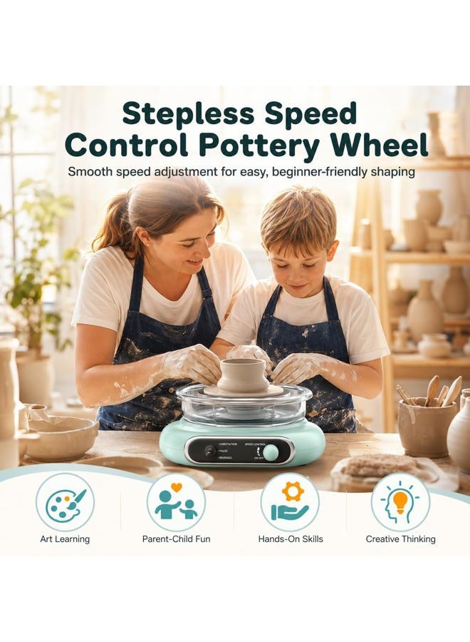 Alldeer Mini Pottery Wheel, 10cm Electric Turning Plate, Mini Pottery Machine with 8 Tools for Pottery Shaping, Craft Kits for Kids, Teenagers and Adults - Image 2