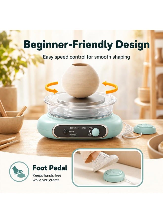 Alldeer Mini Pottery Wheel, 10cm Electric Turning Plate, Mini Pottery Machine with 8 Tools for Pottery Shaping, Craft Kits for Kids, Teenagers and Adults - Image 4