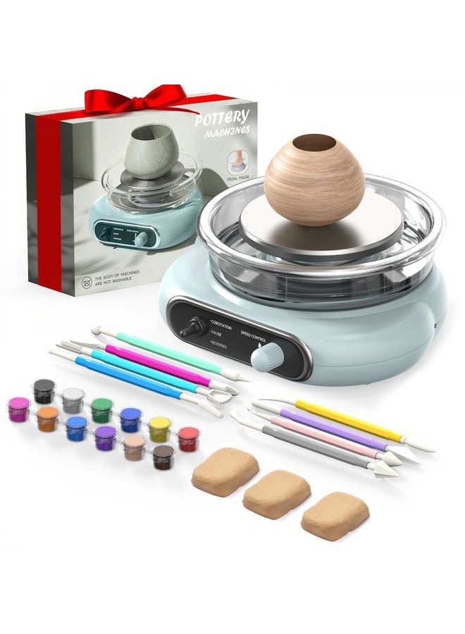 Alldeer Mini Pottery Wheel, 10cm Electric Turning Plate, Mini Pottery Machine with 8 Tools for Pottery Shaping, Craft Kits for Kids, Teenagers and Adults - Image 1