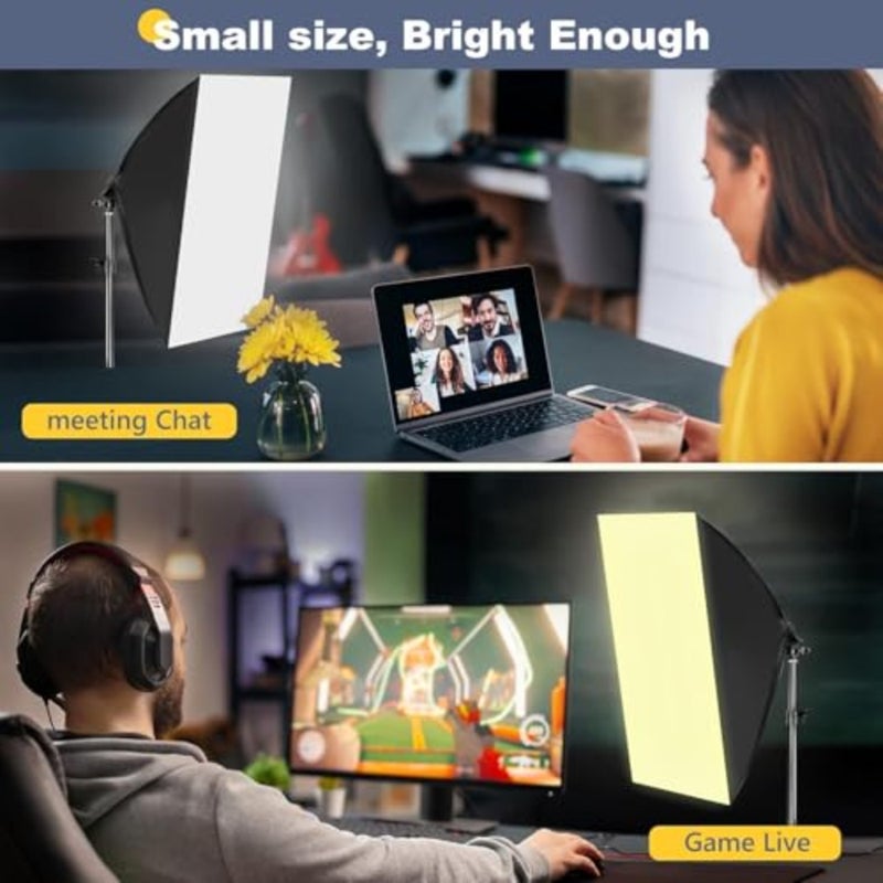 طقم إضاءة سوفت بوكس ​​مكون من قطعتين، صندوق ناعم 20x28 بوصة، 2 * 600 وات 2700-6400 كلفن E27 لمبة LED، حامل ثلاثي القوائم 78 بوصة، طقم إضاءة التصوير الفوتوغرافي سوفت بوكس، معدات أضواء استوديو الصور لصورة الاستوديو وتسجيل الفيديو - Image 2