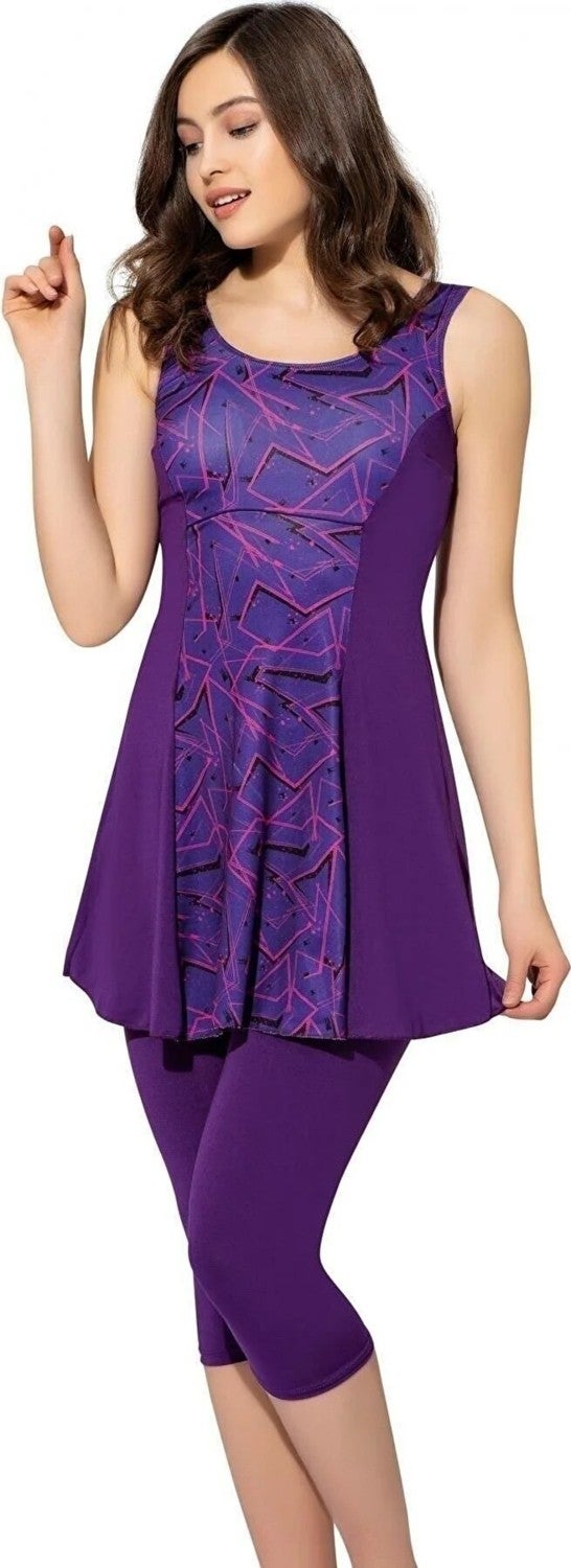 Swana Women's Patterned Piece Tights Dress Swimsuit  - Image 2