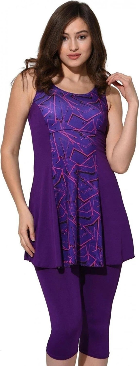 Swana Women's Patterned Piece Tights Dress Swimsuit  - Image 3