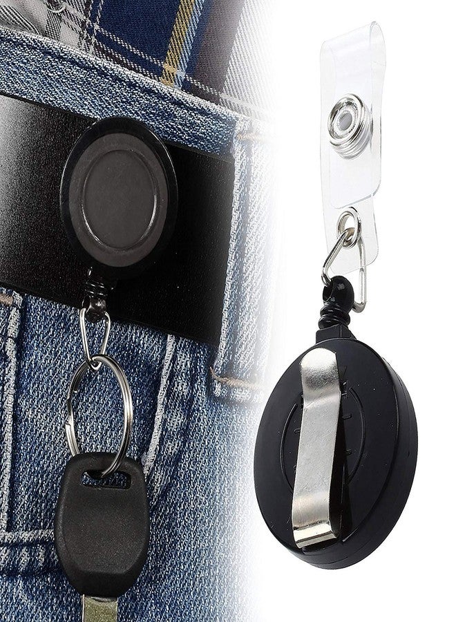 LC Yo-Yo Retractable Key Ring for ID Card Holder, YoYo for Id Card (5, Black, Round) - Image 5