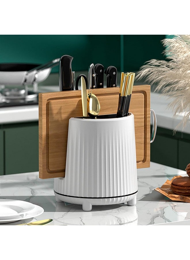 HOUSE OF QUIRK House of Quirk Kitchen Utensil Holder for Countertop Chopping Board Holder Utensil Organizer Cutlery Holder Utensil Caddy Utensil Crock Silverware Flatware Organizer (White) 