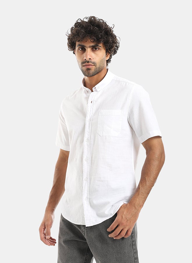 Andora Turned Down Collar Button Closure Long Sleeves Casual Shirt - White - Image 2