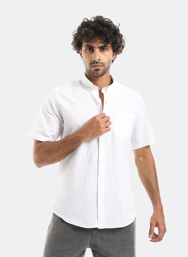 Andora Turned Down Collar Button Closure Long Sleeves Casual Shirt - White - Image 1