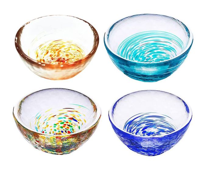 Mozacona 4pcs Colorful Glass Sake Cups Set,Small Wine Cups,Tea Cups - Image 1