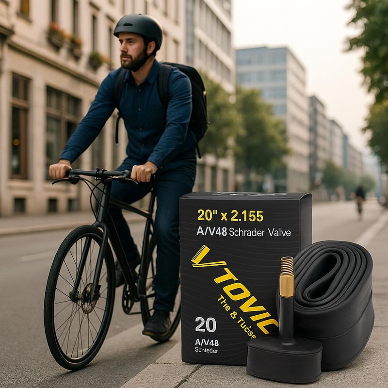 V-Tovic Tires أنبوب داخلي لدراجة V-Tovic 20 بوصة 20x2.125 مع صمام شريدر AV48 - أنبوب إطارات دراجة من مطاط البيوتيل الثقيل - Image 5