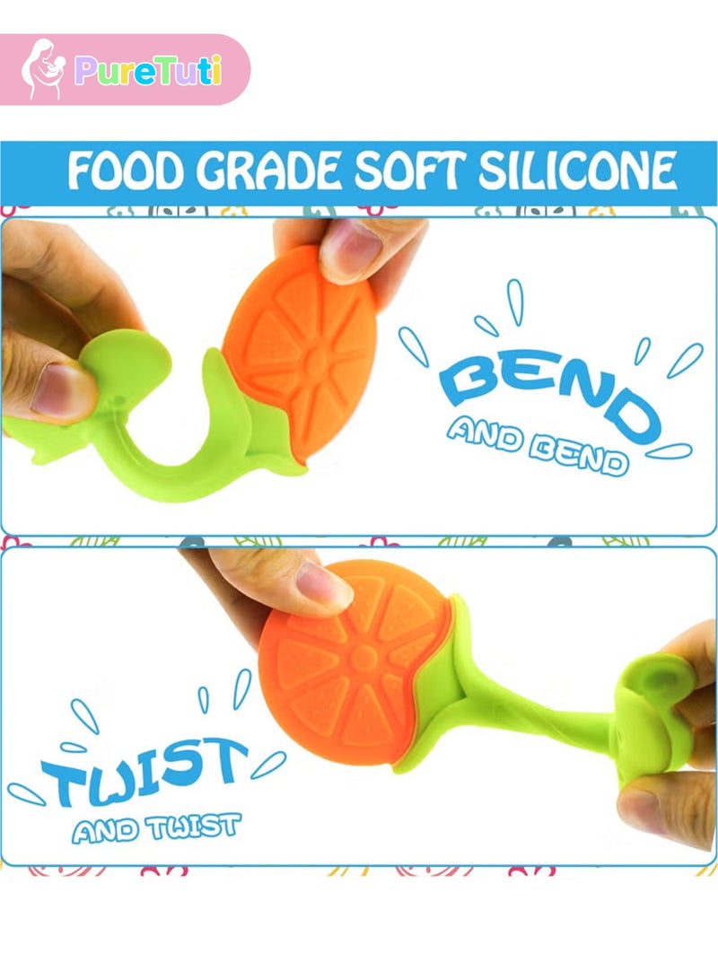 PureTuti Baby Teething Toys Set 4-Pack 100% Food-Grade Silicone BPA-Free Fridge Safe Soothing Fruit-Shaped Teethers with Smoothened Edges for Infants Toddlers Everyday Use Gift - Image 4