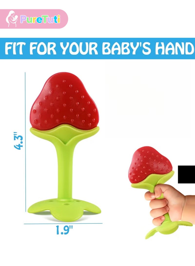 PureTuti Baby Teething Toys Set 4-Pack 100% Food-Grade Silicone BPA-Free Fridge Safe Soothing Fruit-Shaped Teethers with Smoothened Edges for Infants Toddlers Everyday Use Gift - Image 5