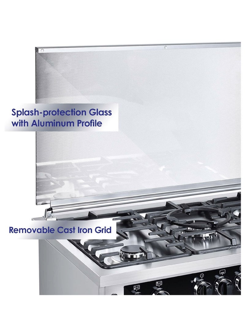 Flexy - 5 Burner Gas Cooking Range With Cast Iron Pan Support LED Display And Built in Glass Top Made In Turkey 90X60 CM - Image 1