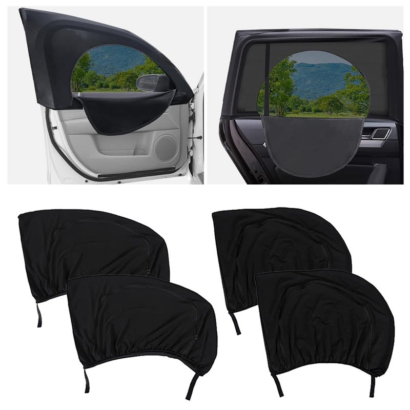 Turcee 4PCS Car Window Shades with Zipper,Breathable Car Window Cover Baby Window Shades for Car,Camping Essentials Side Window Sun Shade for Privacy Protection Fits Most Cars - Image 1