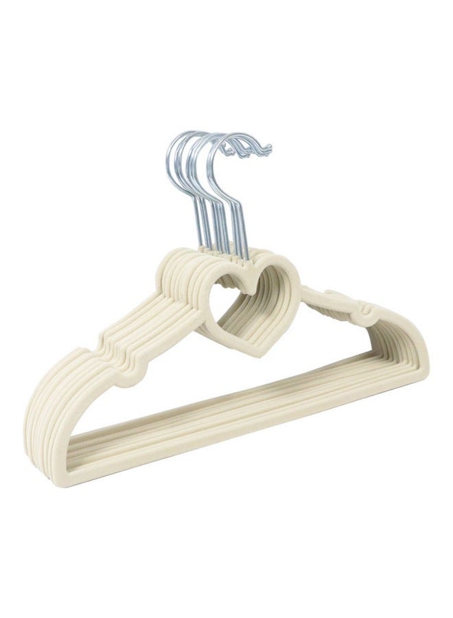 طقم شماعات غير قابلة للانزلاق على شكل قلب مكون من 10 قطع، أبيض