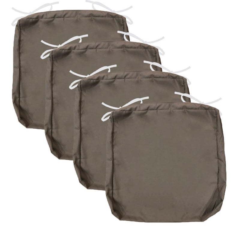 FLYMEI Patio Cushion Covers 18x18x2 Waterproof Outdoor Cushion Cover Replacement 2Packs Outdoor Seat Cushion Slipcover for Rattan Chair Sofa  Taupe - Image 4