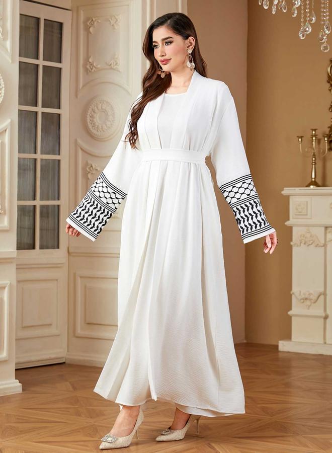 Take Two Women Geometric Belted Long Sleeve Abaya - Image 2