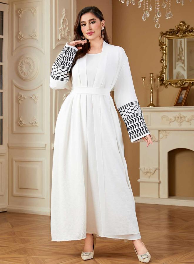 Take Two Women Geometric Belted Long Sleeve Abaya - Image 5