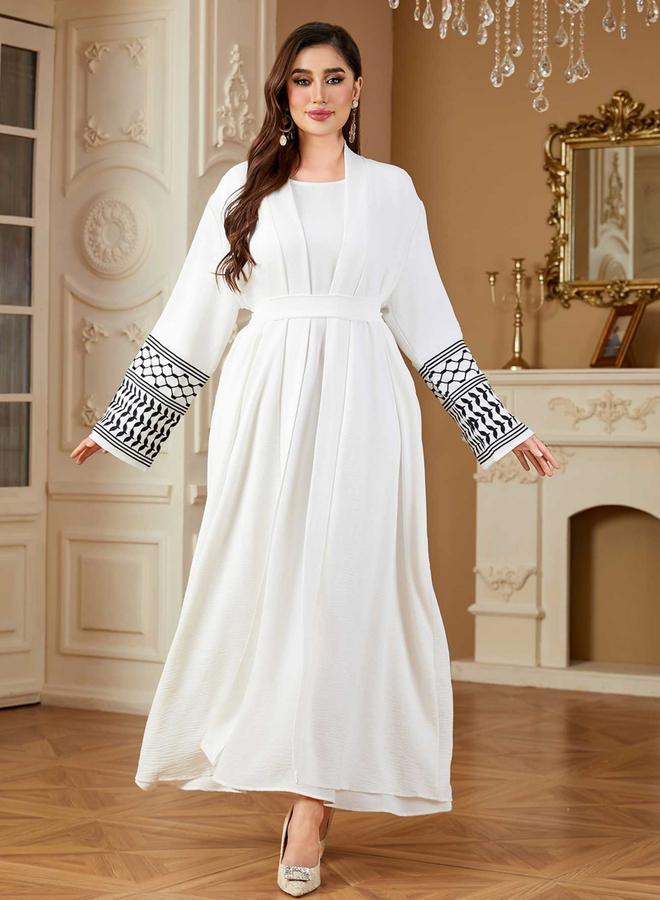 Take Two Women Geometric Belted Long Sleeve Abaya - Image 1