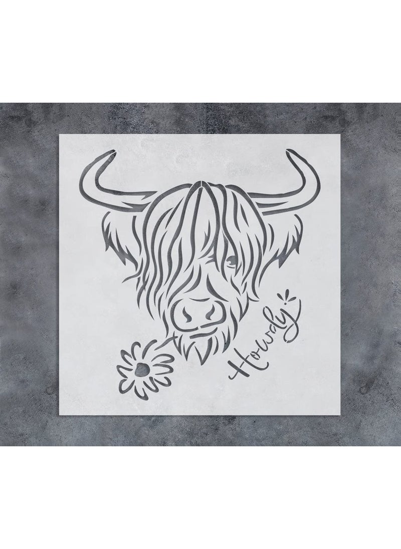 G GSS Designs GSS Designs Highland Cow Stencils 12x12Inch Heifer Stencils Farmhouse Craft Stencils Cow Stencils for Painting on Wood Wall Furniture Crafts  - Image 1