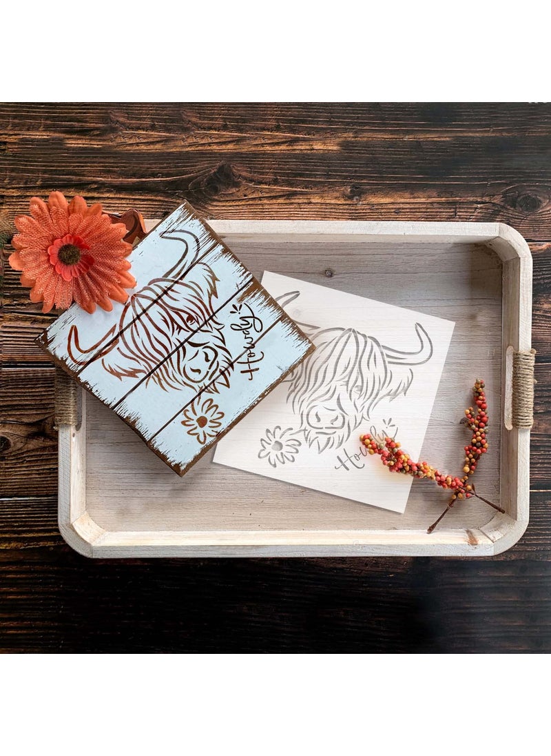 G GSS Designs GSS Designs Highland Cow Stencils 12x12Inch Heifer Stencils Farmhouse Craft Stencils Cow Stencils for Painting on Wood Wall Furniture Crafts  - Image 2