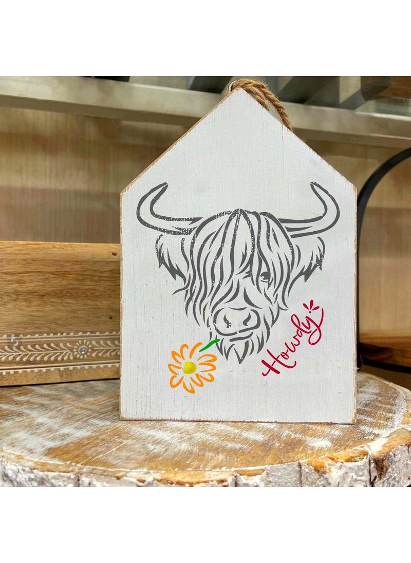 G GSS Designs GSS Designs Highland Cow Stencils 12x12Inch Heifer Stencils Farmhouse Craft Stencils Cow Stencils for Painting on Wood Wall Furniture Crafts  - Image 4