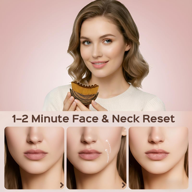 saparay 2PCS Lymphatic Contour Face Brush for Lymphatic Drainage Massager Tool for Face & Neck Lifting, Gua Sha Brush, Jawline Chin Sculpting, Dry Brushing, Curved Ergonomic Design(Brown, 2PCS) - Image 3