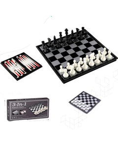 3 in 1 Magnetic Mini Travel Chess Checkers Backgammon Set 20x20cm Portable Folding Board Game For Kids And Adults