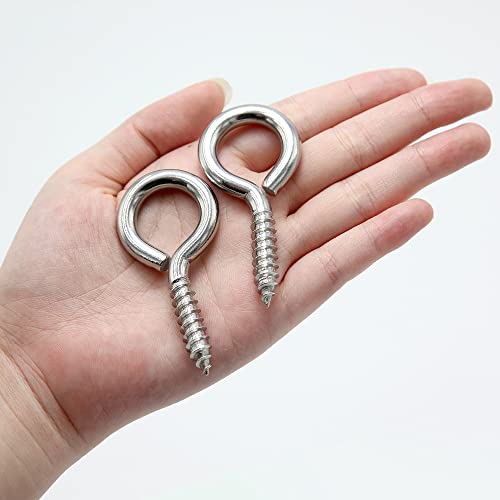 ZUSFUL 6 Pcs M6 304 Stainless Steel Screw Eye Hooks, 2-1/2 Inches Eyes Screw Hooks,Heavy Duty Screw Eye Bolt,Load Bearing 200LB,Indoor & Outdoor Use - Image 5