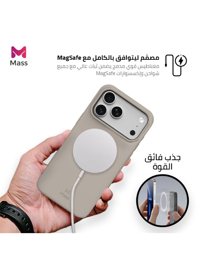 ماس جراب حماية من مادة TPU 6x1 من Mass Infinity، نحيف مقاوم للصدمات، مع دعم للوحة معدنية، وفتحة SIM مدمجة، وحماية متينة من السقوط، متوافق مع أجهزة Magsafe وiPhone (تيتانيوم، iPhone 17 Pro Max) - Image 3