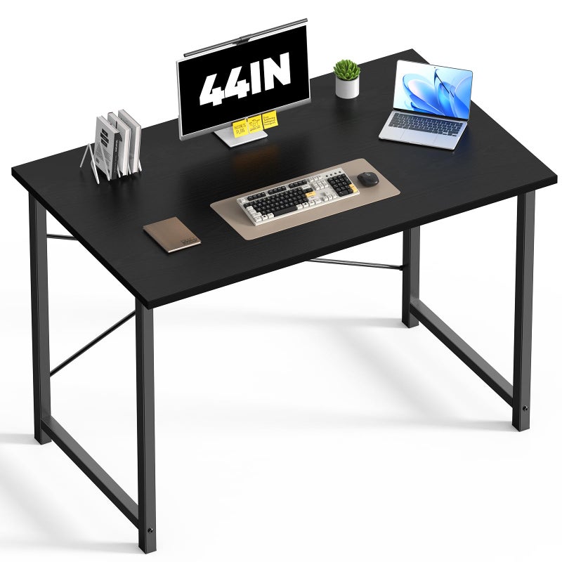 DUMOS 44 in Computer Desk for Home Office, Modern Study Work Table Simple Style for Bedroom, Writing Desks with X-Shaped Reinforcement, Black - Image 1